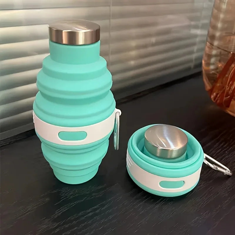 Garrafa de Silicone  Portátil 475 ml Tampa de Aluminio
