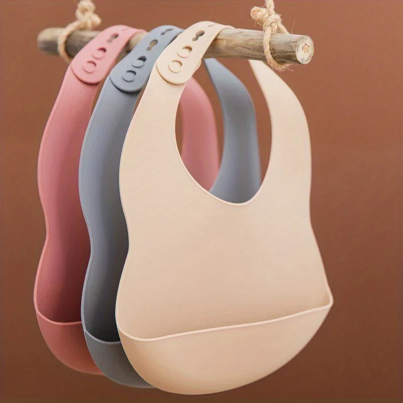 Babador Com Pega Migalhas Para Bebê de Silicone Ajustável