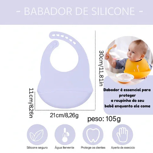 Babador Com Pega Migalhas Para Bebê de Silicone Ajustável