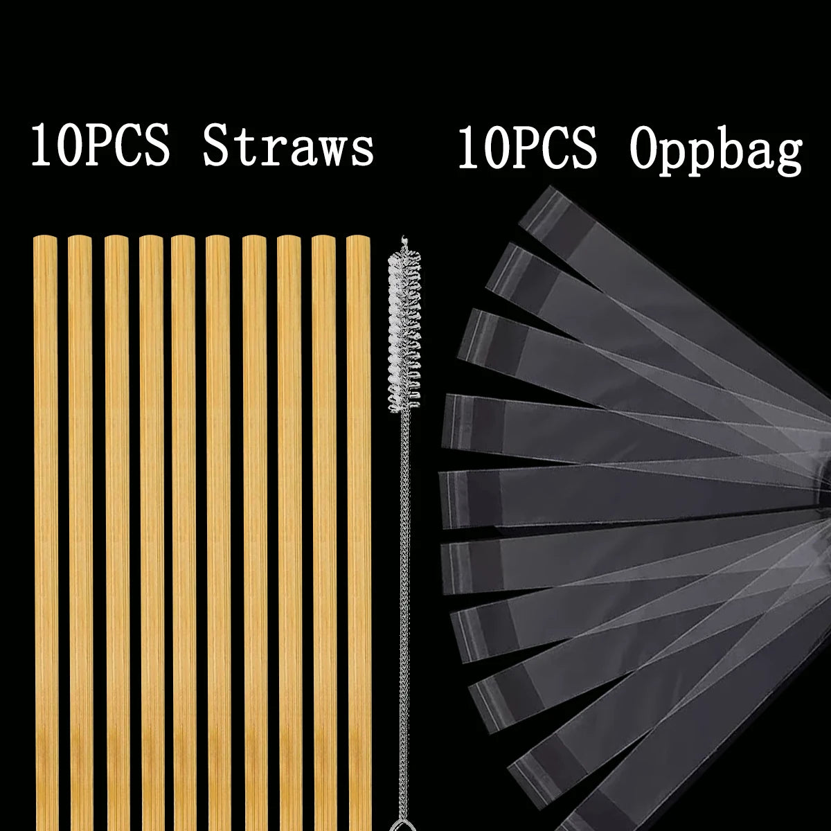 Kit De Canudos De Bambu 100% Sustentável Com Escovas De Limpeza