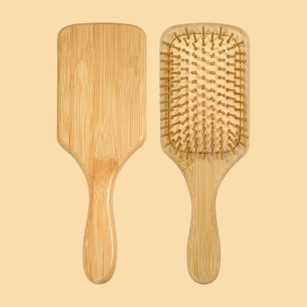 Escova de Cabelo com Almofada de Ar de Bambu Natural