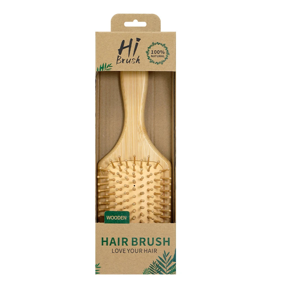 Escova de Cabelo com Almofada de Ar de Bambu Natural