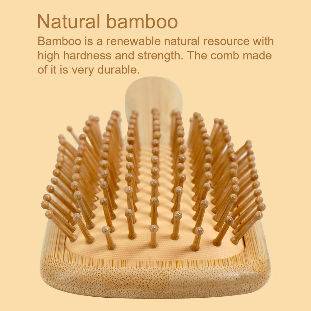 Escova de Cabelo com Almofada de Ar de Bambu Natural