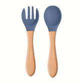 Colher E Garfo Silicone Implementação Alimentar