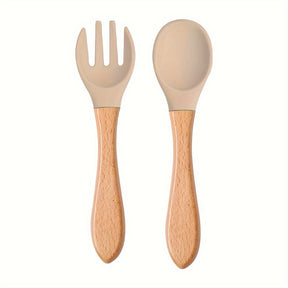 Colher E Garfo Silicone Implementação Alimentar