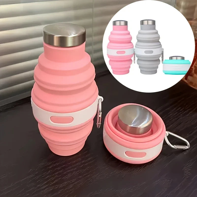 Garrafa de Silicone  Portátil 475 ml Tampa de Aluminio