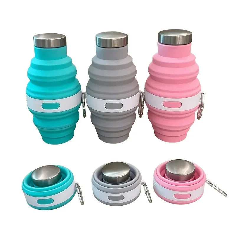 Garrafa de Silicone  Portátil 475 ml Tampa de Aluminio