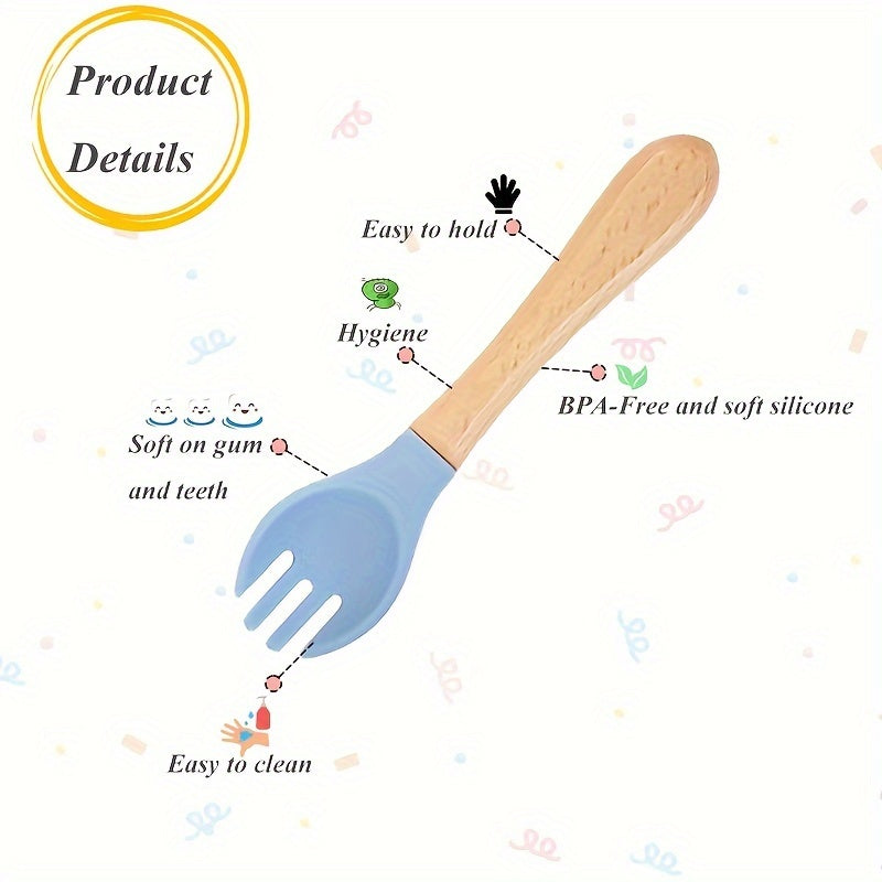 Colher E Garfo Silicone Implementação Alimentar