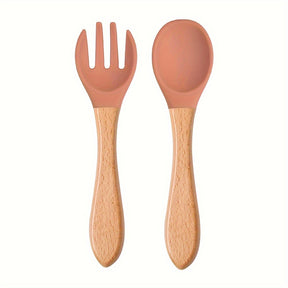 Colher E Garfo Silicone Implementação Alimentar