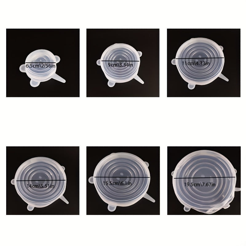 Conjunto 6 Tampas de Silicone Transparente