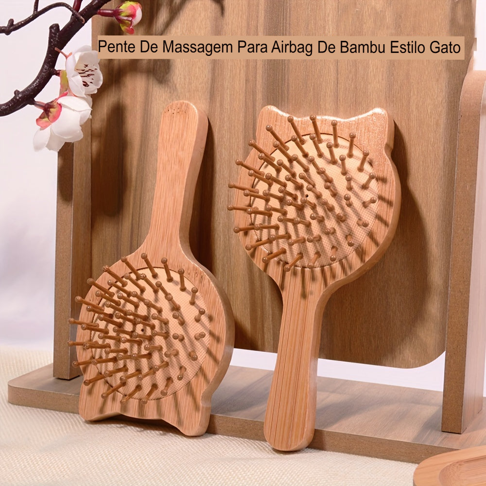 Pente Gatinho Zen de Bambu: Seu Aliado Fofo e Eco para Cabelos Incríveis!