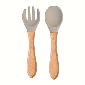 Colher E Garfo Silicone Implementação Alimentar