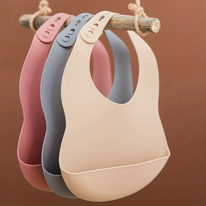 Babador Com Pega Migalhas Para Bebê de Silicone Ajustável