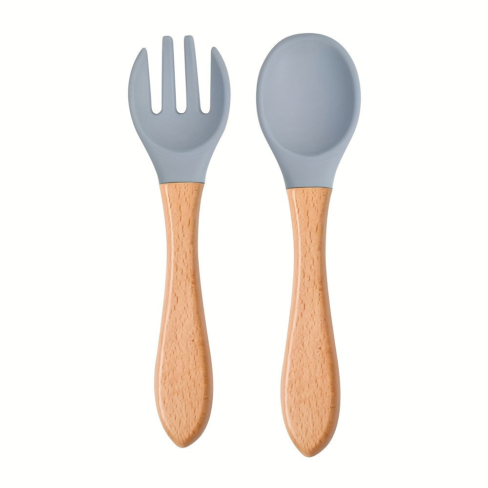 Colher E Garfo Silicone Implementação Alimentar