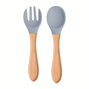 Colher E Garfo Silicone Implementação Alimentar