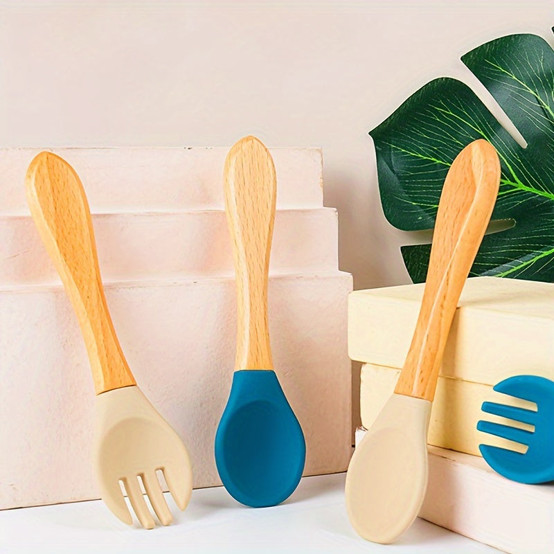 Colher E Garfo Silicone Implementação Alimentar