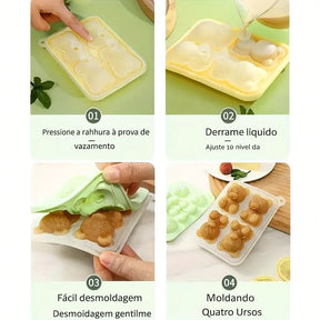 Bandeja Molde de silicone Cubos de Gelo Urso