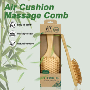 Escova de Cabelo com Almofada de Ar de Bambu Natural