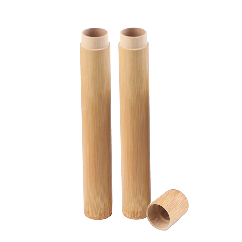 Kit 2  Porta Escova de Dente de Bambu Natural