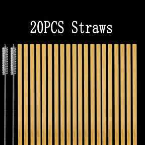 Kit De Canudos De Bambu 100% Sustentável Com Escovas De Limpeza