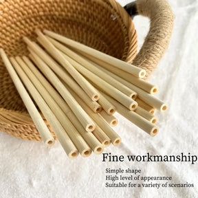 Kit De Canudos De Bambu 100% Sustentável Com Escovas De Limpeza