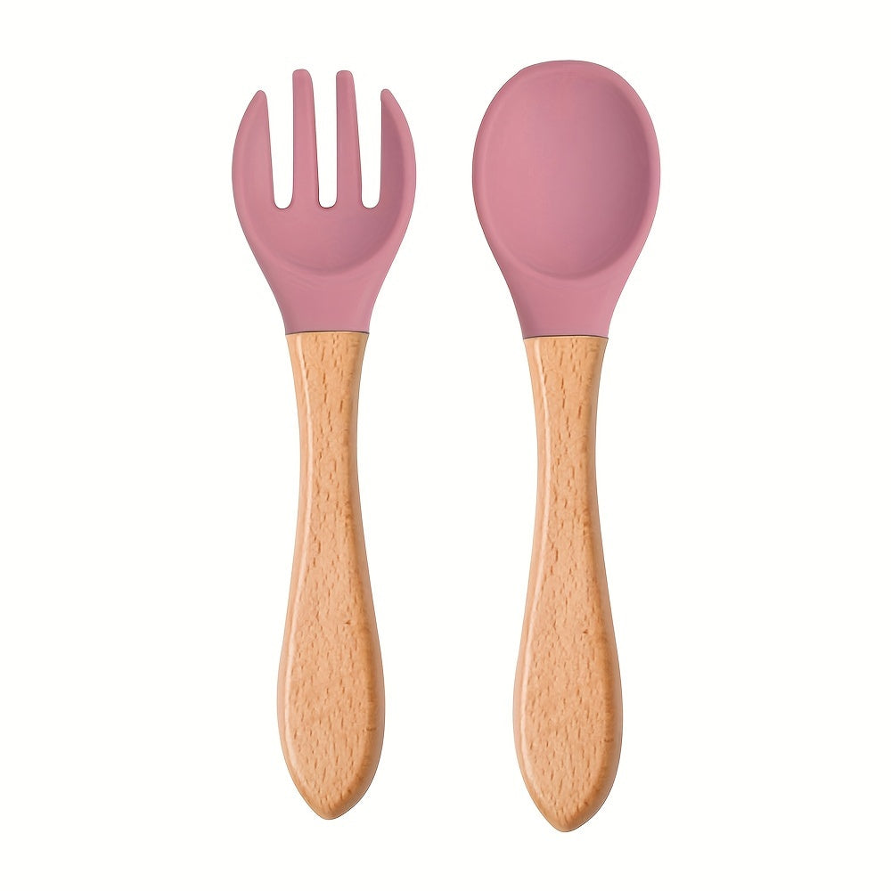Colher E Garfo Silicone Implementação Alimentar
